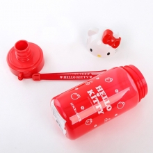 韩国hello Kitty立体头带绳塑料水瓶红 360ML LKT644