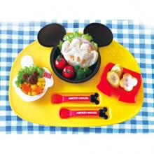 日本进口锦化成迪士尼米妮米奇 婴儿童宝宝/餐盘/餐具套装 米奇造型饭碟8件套