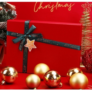 圣诞星愿长方形礼物盒（小号）红色 （26*18*6cm）礼盒、礼袋、礼品盒