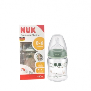 德国NUK宽口PA彩色奶瓶150ml(0-6个月）初生型硅胶中圆孔M号