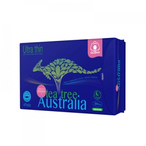 澳小茶澳洲茶树精华超长夜用卫生巾360mm*4p